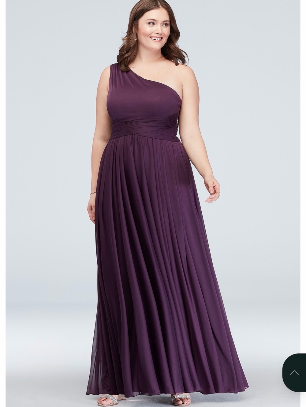DB Studio David's Bridal One-Shoulder Mesh Gala Gown - Altered for 5'0"